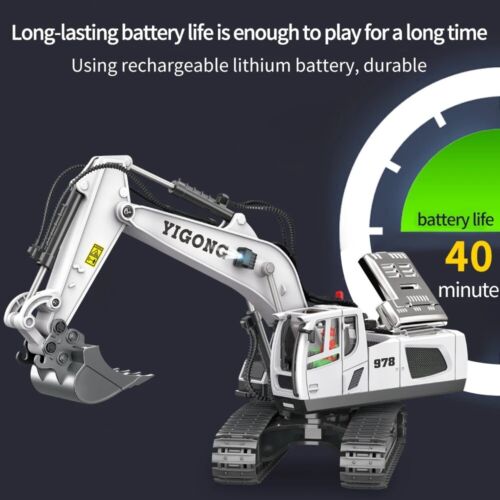 RC EXCAVATOR BULLDOZER DUMP TRUCK 2.4G 9-11CH Remote Control Alloy Kids Toys New - Picture 5 of 31