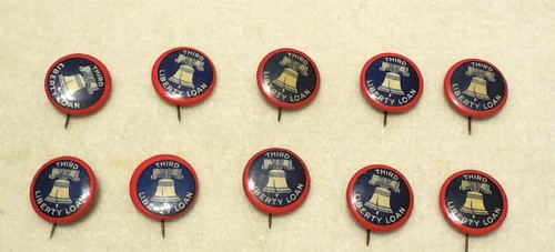 10 Vintage Third Liberty Loan Pinback Button 7/8” OLD Liberty Bell - Picture 1 of 4