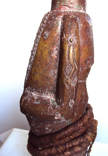 EXTREMELY RARE FANG POWER STATUE Brass Feathers 24" African Carving!! - Picture 15 of 16