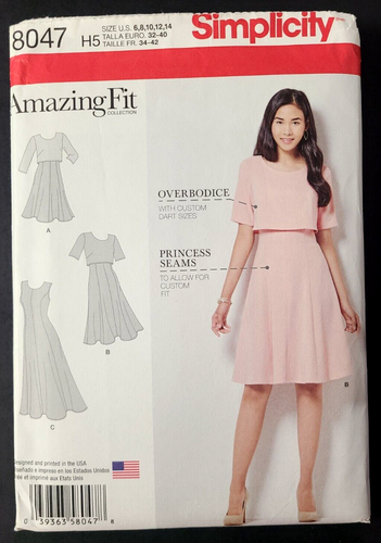 Uncut Simplicity 8047 Sewing Pattern Amazing Fit Sleeveless Dress Size 6-14 - Picture 2 of 4