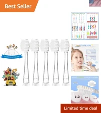 Compact 5 Pack Replacement Heads for Kids’ Toothbrush - Soft Bristles, Easy Fit