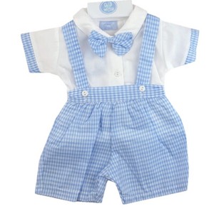 Baby boys Spanish style Dungarees Shirt Blue Newborn 0-3 months 3-6 months