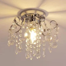 Small Crystal Chandelier Flush Mount Ceiling Light Fixtures Modern Mini Chandeli