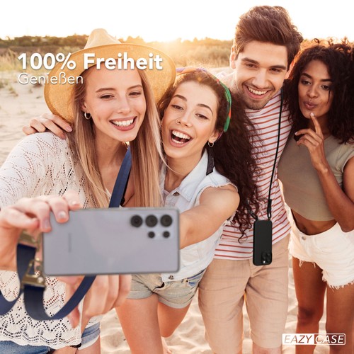 Hülle mit Band für Samsung Galaxy S25 Ultra Handykette Breitband Band Cover Blau - Afbeelding 2 van 7