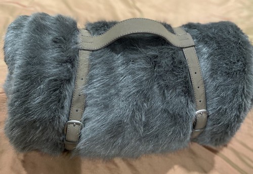 RESTORATION HARDWARE RH FAUX FUR THROW BLANKET XL 50x60 SILVER/GREY - Picture 1 of 16