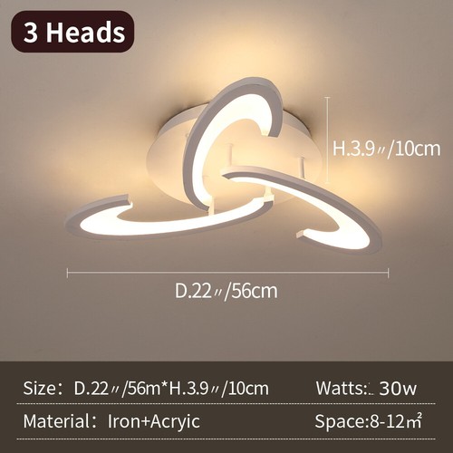 Modern LED Acrylic Chandeleir Ceiling Light Fixtures Lamp For Bedroom 3/6-Lights - Picture 13 of 14