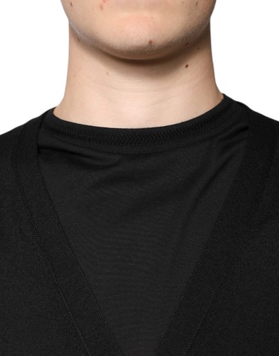 DOLCE & GABBANA Sweater Black Cashmere Button Down Cardigan IT44/US34/XS 1420usd - Picture 4 of 8