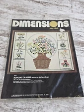 Dimensions Cross Stitch Kit 3027 "Bouquet of Herbs", Cloth, Thread, Instructions
