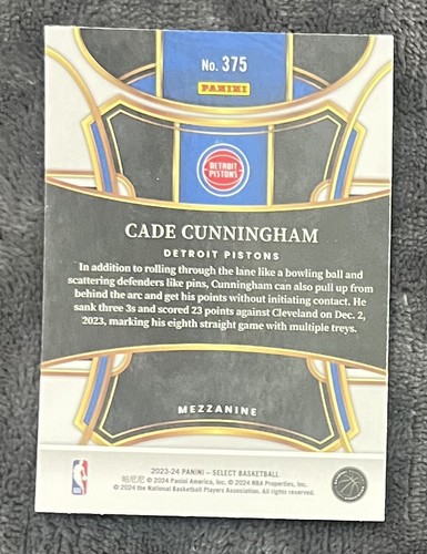2023-24 Select Cade Cunningham Silver Base Mezzanine Nivel #375 - Imagen 2 de 2