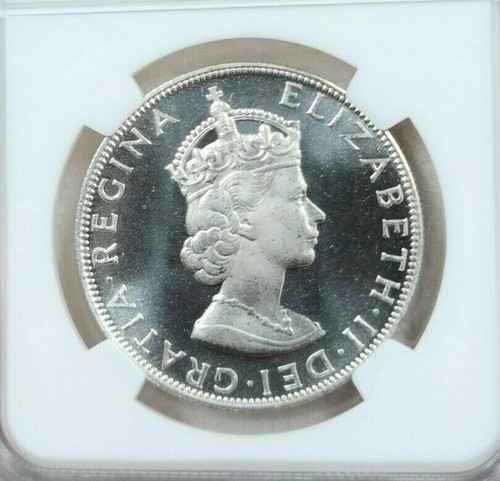 1964 BERMUDA SILVER 1 CROWN NGC PF 67 CAMEO SCARCE HIGH GRADE PROOF STRIKE - Picture 2 of 4