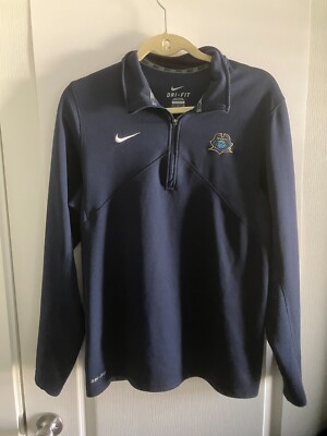 Nike Running Shirt 1/4 Zip Dri Fit Mesh Blue Long Sleeve Size Small ETSU Logo