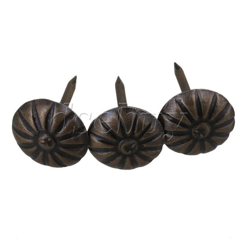 1.6x1.1cm Bronze Iron Antique Daisy Upholstery Nails Tacks Studs Set of 100 - Bild 2 von 8
