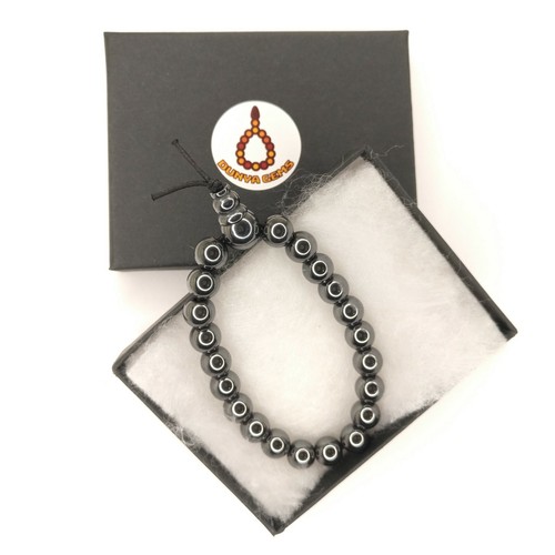 Hematite Gemstone Power Bracelet 7" Elastic Mala Chakra Beads Christmas Gift 600 - Picture 4 of 12