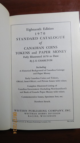 One(1) 1970 Whitman Hobby Standard Book of Canadian Coins, Tokens & Money #9058 - Picture 2 of 2