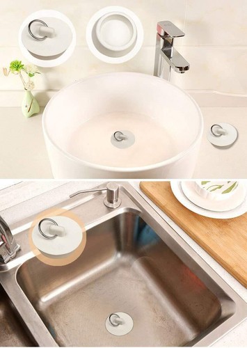 4 Sizes White Drain Stopper Rubber Sink Stopper Plug With Hanging Ring For Batht - Picture 3 of 9