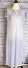 Vintage Vanity Fair Long Maxi Flowy Nightgown Periwinkle Blue Lavender Split Slv