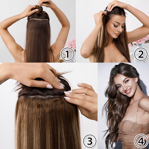 LIQUIDACIÓN Clip en Extensiones de Cabello Humano Gruesas de Una Pieza 3/4 Cabeza Completa Balayage - Imagen 14 de 49