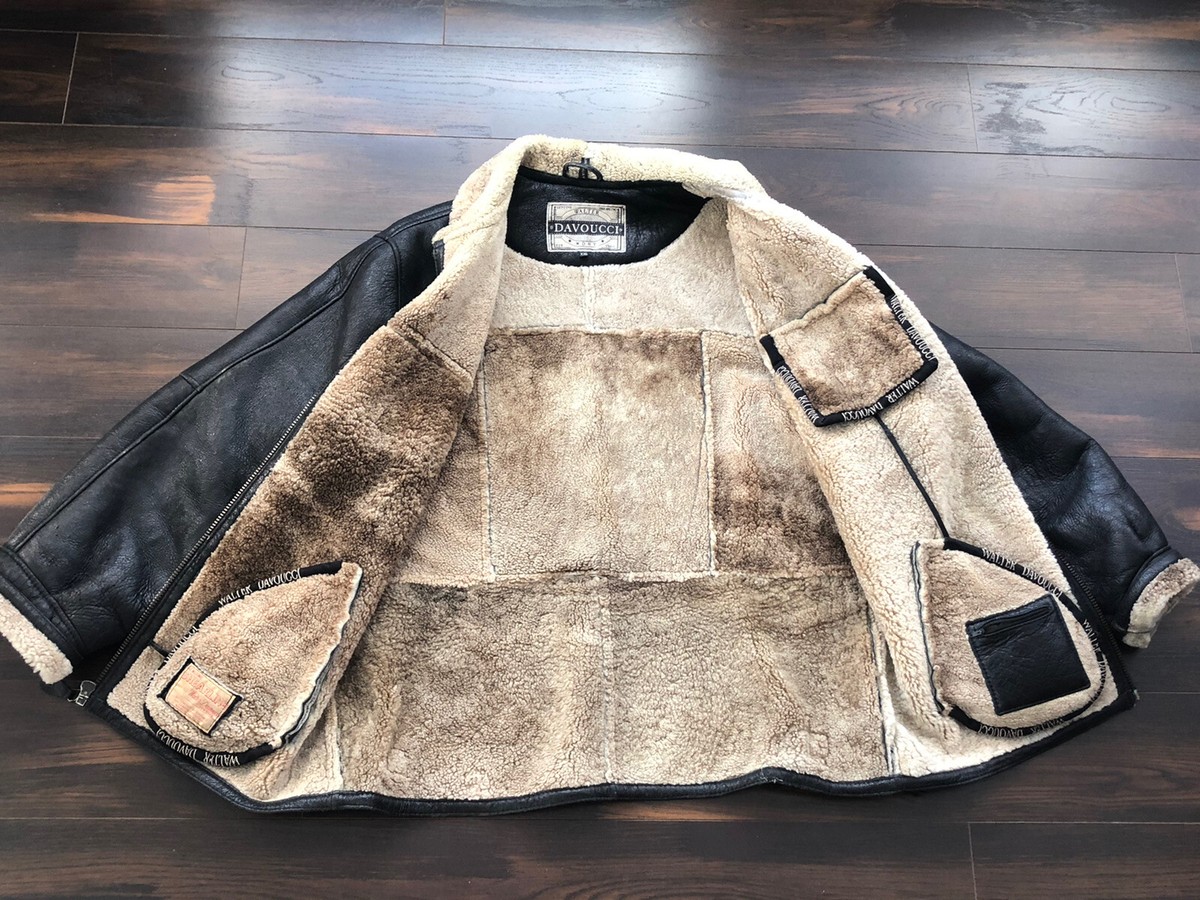 Walter Davoucci Shearling Leather Flight Bomber Jacket Sz