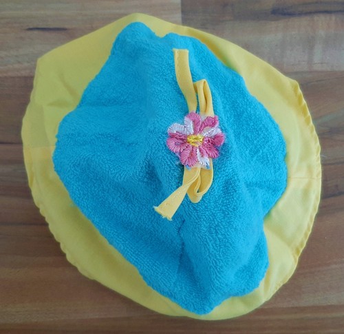 VINTAGE 1984 CABBAGE PATCH KIDS BIKINI SWIM SUIT BLUE YELLOW W/ FLOWER NICE M/NM - Picture 9 of 10