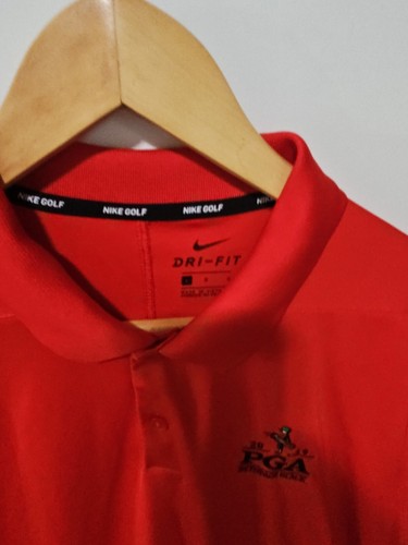 Polo de golf Nike Dri Fit 2019 PGA Bethpage negro rojo causal poliéster para hombre grande - Imagen 4 de 7