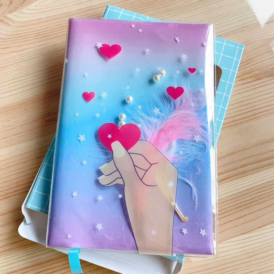 Heart Design PVC colorful Journal Notebook calendar with Pearls and Feather - Image 2 of 4