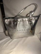 J Francis Silver Leatherette bag Studded with Gold