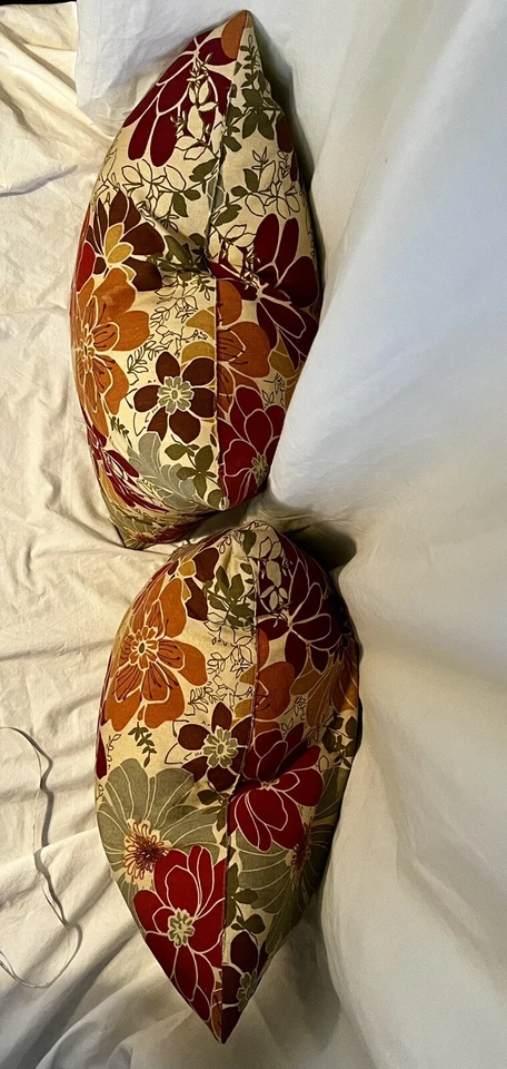 Modern Floral 17" Down Filled Throw Pillows Set -2 Decorative Waverly?Warm Tone - Image 3 of 4