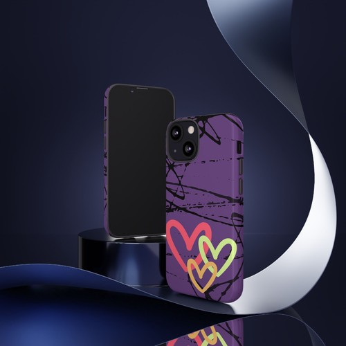 Hearts on Purple & Black Tough Handyhülle für iPhone, Samsung Galaxy, Goog Pixel - Bild 99 von 285
