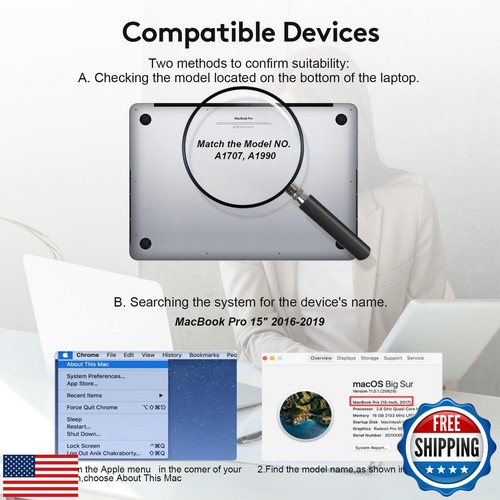 IRUYO FL Magnetischer Sichtschutz für MacBook Pro 15 Zoll (2016-2019), Model A - Bild 2 von 5