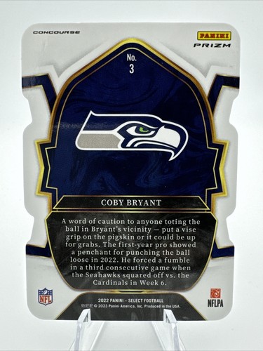 2022 Panini Select Coby Bryant Rookie Die-Cut Zebra #3 CASE HIT SSP Seahawks - Bild 2 von 2