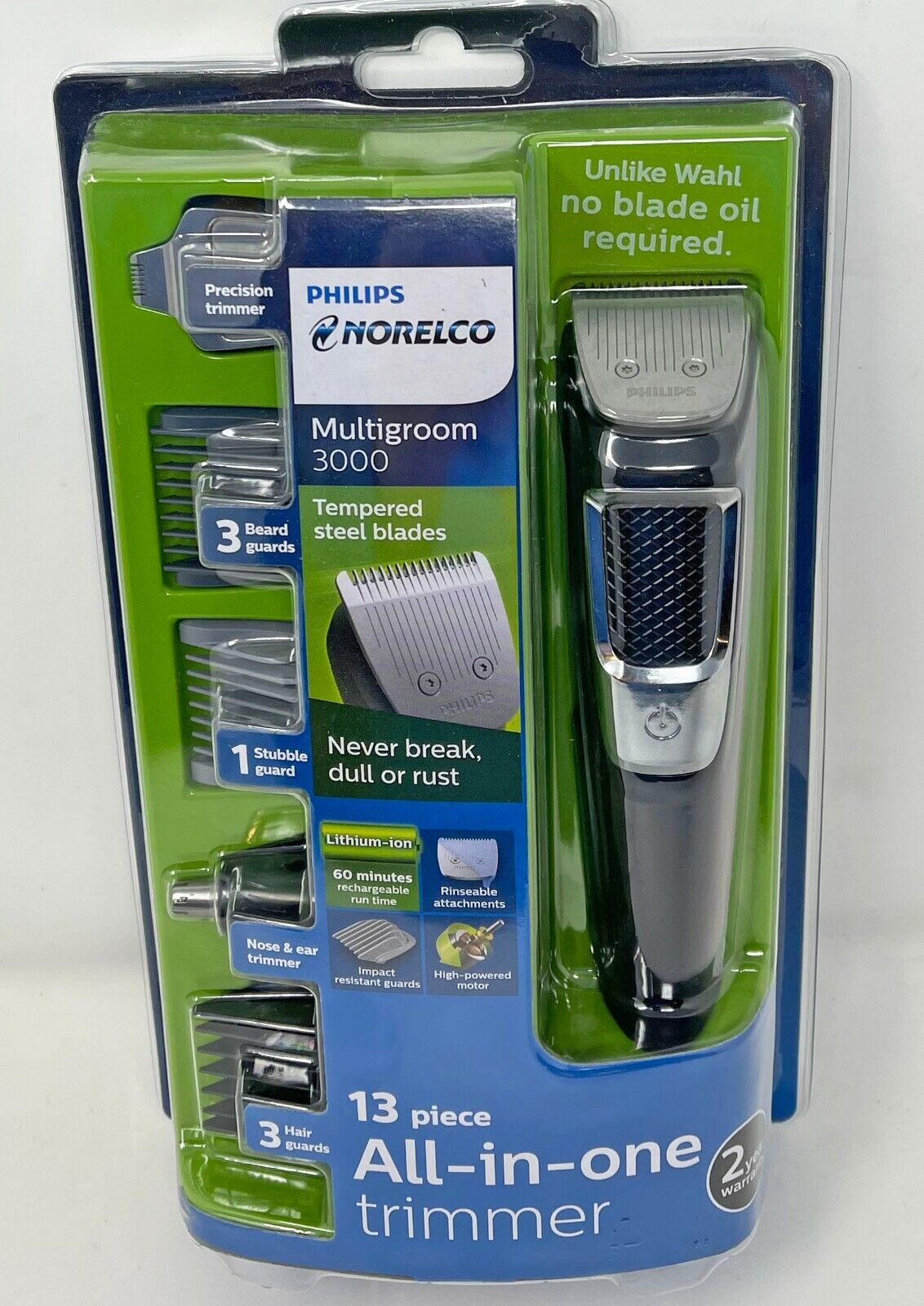 Philips Norelco MG3750 Multigroom 3000 Series 13 Attachment Trimmer Rechargeable