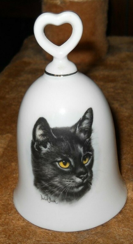 Signed CHATILLON fine porcelaine cat bell  Artist Derick Bown