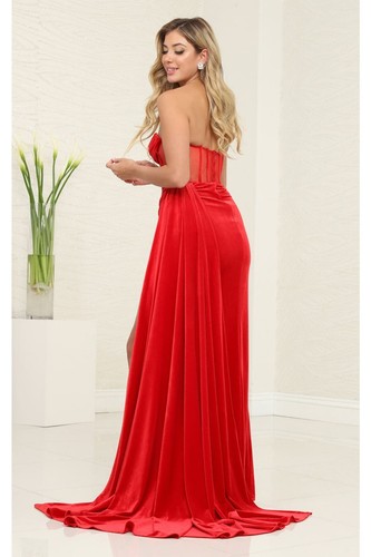 Womens Dresses For Prom Red Carpet Long Cowl Neck Strapless Sheath Plus Size - Picture 9 of 9