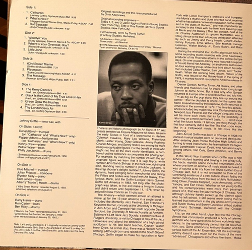 JOHNNY GRIFFIN -Little Giant~ MILESTONE 47054 {nm promo} RIVERSIDE 60's MATERIAL - Imagen 3 de 5
