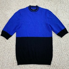 Derek Heart Girls Sweater sz M Black Blue Colorblock Knit Y2K Minimalist Bold