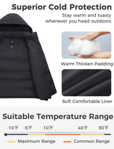 ZSHOW Hombre Chaqueta Puffer Cálida Gruesa Acolchada Abrigo de Invierno con Capucha Desmontable - Imagen 11 de 19