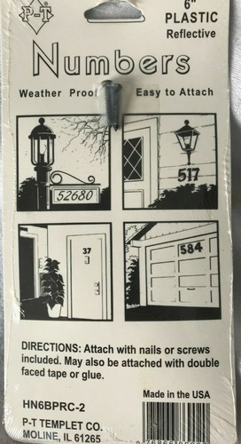 6" Black Plastic Reflective Sign House Address Street Number Easy To Install - Picture 3 of 15