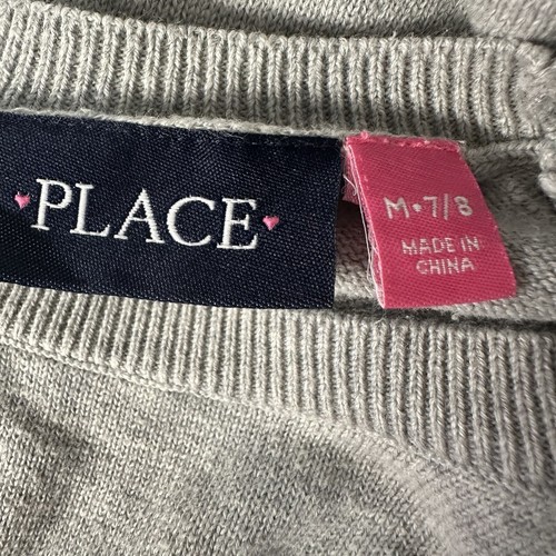 Children’s Place Girls Gray Sweater LOVE Sequins Size 7/8 - Picture 6 of 6