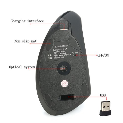 2,4 Ghz Funkmaus vertikale Mäuse 2400 DPI USB-Empfänger für Macbook Laptop R5F5 - Bild 4 von 12