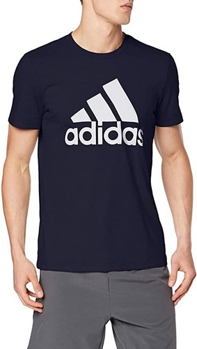 Men's Adidas T-Shirt Essentials Logo Cotton T-Shirt, Top Tee - Navy Blue - Picture 3 of 4