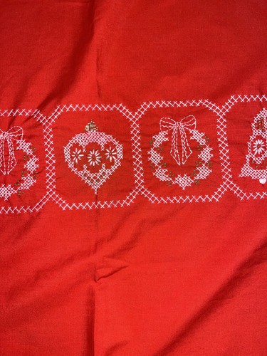 Rote Weihnachten Weihnachtsschmuck Kreuzstich Tischdecke 56”x 75” Fertig - Bild 8 von 16