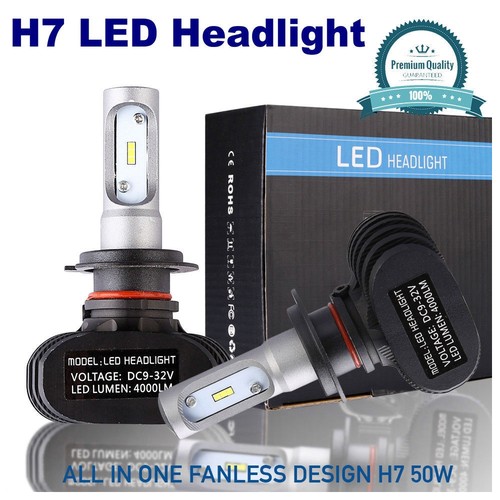 H7 Extremely Super Bright White 6500K LED Headlight Kit CSP LED Chips 50W 8000LM - Picture 1 of 6