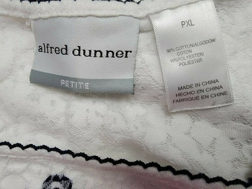 Alfred Dunner Womens Shirt Top Blouse Size X Large Petite XLP White Blue Striped - Picture 6 of 12