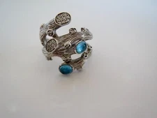MICHAEL ARAM Set of 2 ENCHANTED FOREST Sterling Silver Diamond & BlueTopaz RINGS