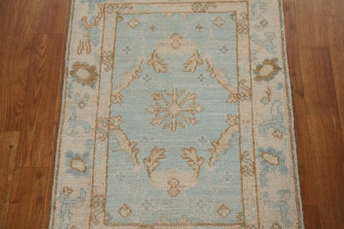 Alfombra pequeña turca oushak geométrica tradicional silenciada 2x3 pies alfombra hecha a mano de lana - Imagen 3 de 12