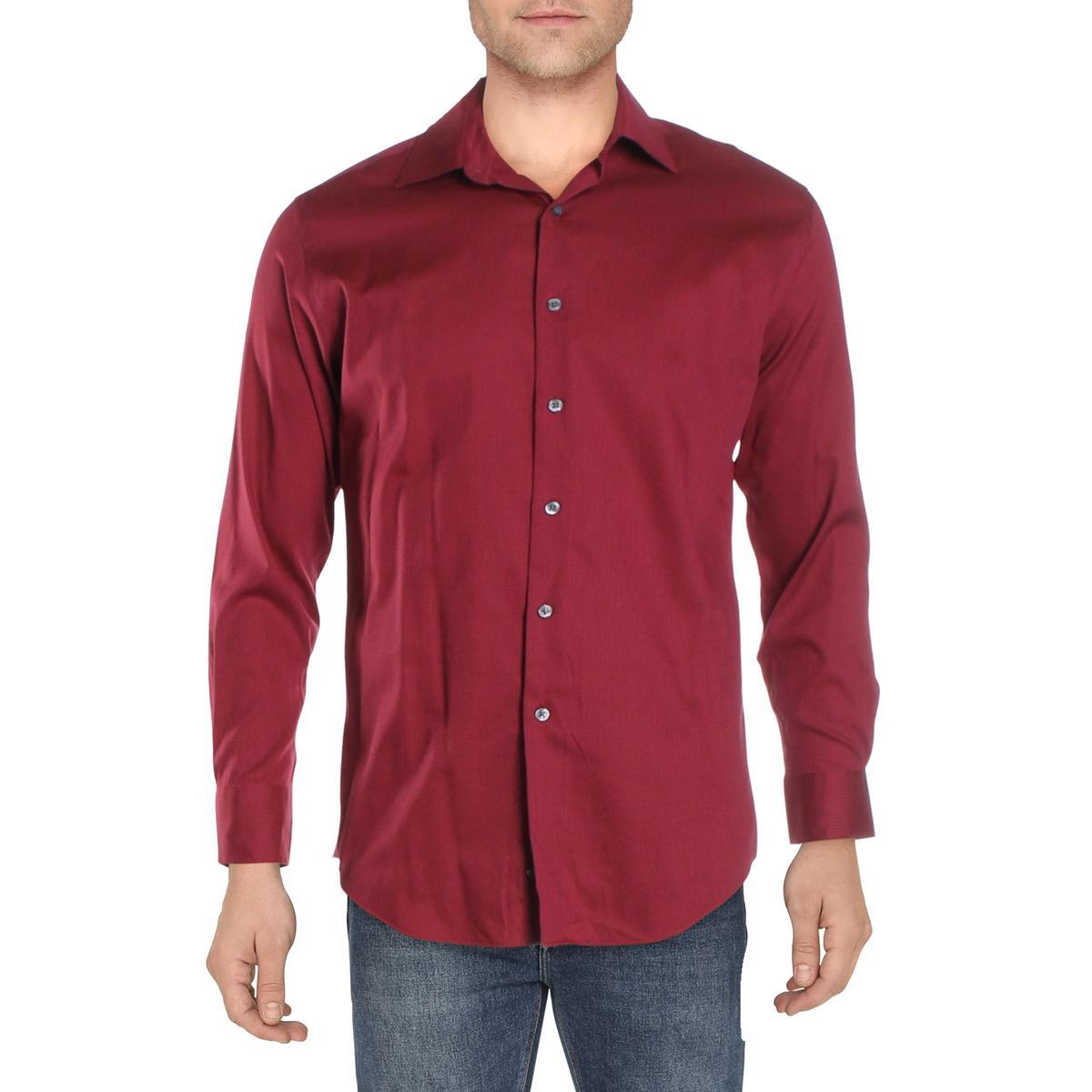 Мужская красная саржевая рубашка спортивного покроя на пуговицах Alfani 15-15,5 34/35 М BHFO 6408