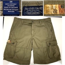 Ralph Lauren Polo Jeans Co. Olive Adult Size 38 Cargo Utility Shorts RL Flag