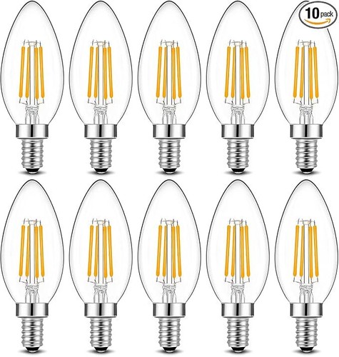 10Pack E12 LED Light Bulb C35 Warm White 2700K 4W Chandelier Bulbs Not-Dimmable - Picture 1 of 9