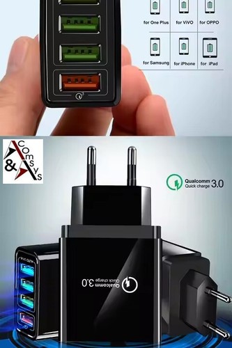 Schnellladegerät 4x USB Netzteil QC 3.0 5V 5A 9V 12V 1.5A Handy Tablet iPhone #B - Picture 2 of 8