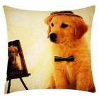 Posing Labrador Dog Animal Print Chenille Cotton 17x17 inch Square Cushion Cover